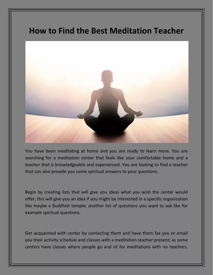 how to find the best meditation teacher