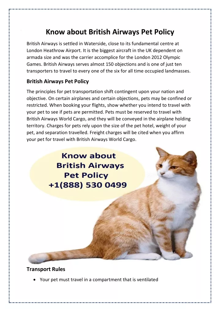 know about british airways pet policy