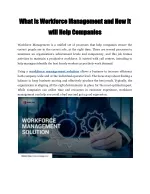 What is Workforce Management and How It will Help Companies - slide 1