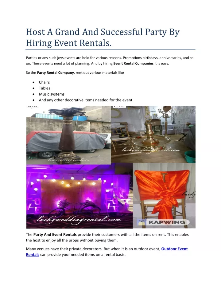 host a grand and successful party by hiring event
