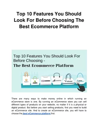 top 10 features you should look for before choosing the best ecommerce platform