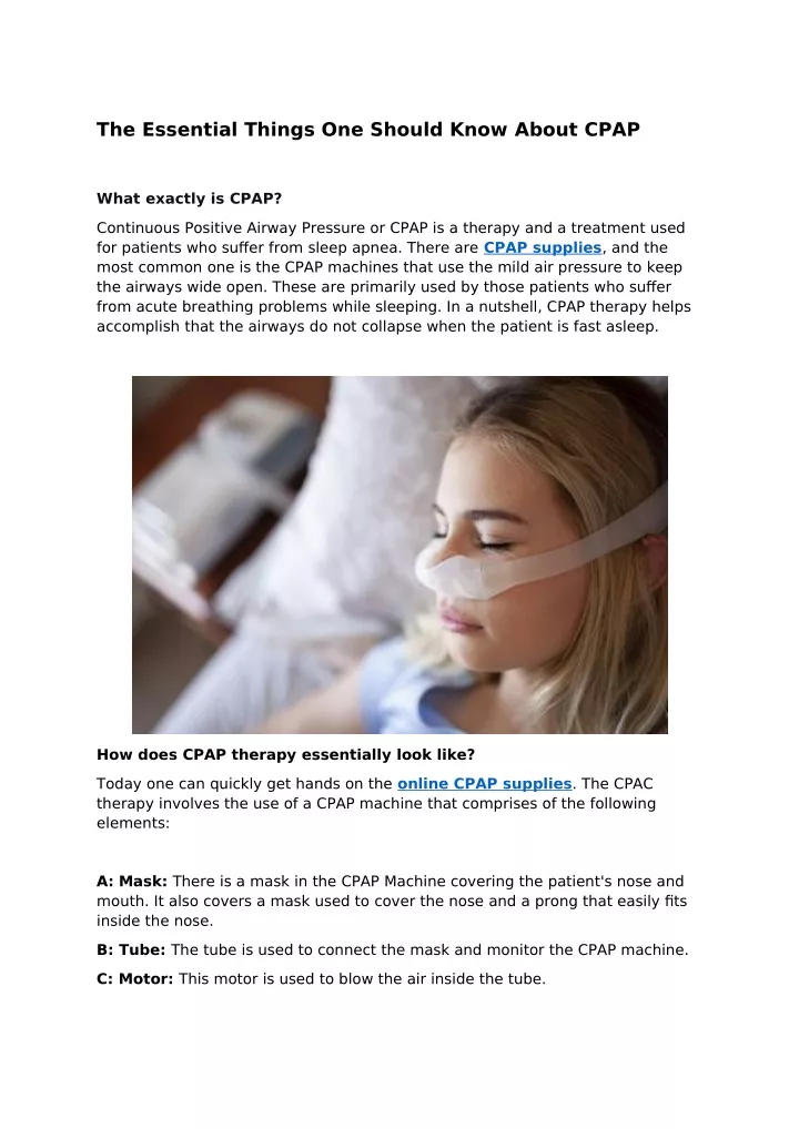 the essential things one should know about cpap