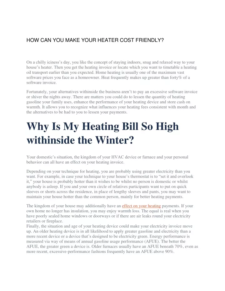 how can you make your heater cost friendly