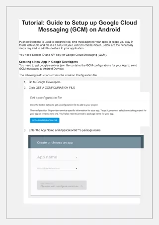 Tutorial Guide to Setup up Google Cloud Messaging on Android