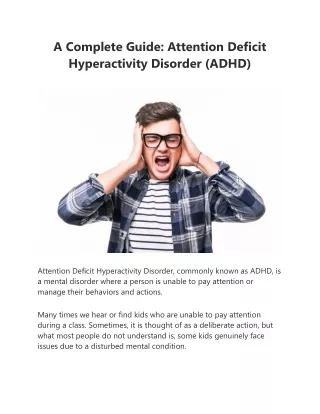 A Complete Guide: Attention Deficit Hyperactivity Disorder (ADHD)