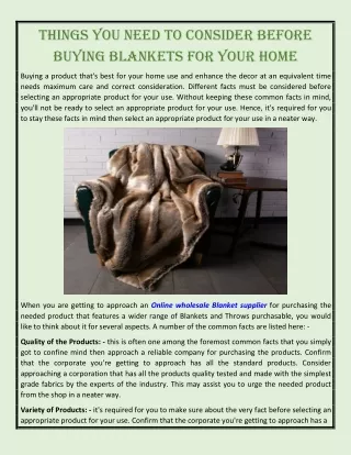 Things You Need To Consider Before Buying Blankets For Your Home