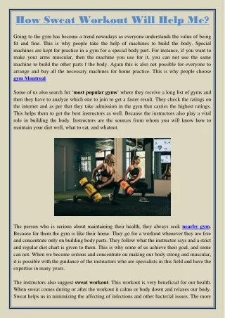 how sweat workout will help me