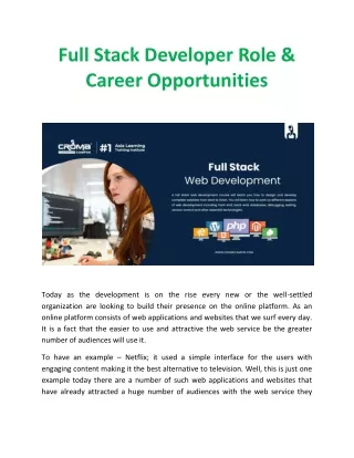full stack developer role career opportunities