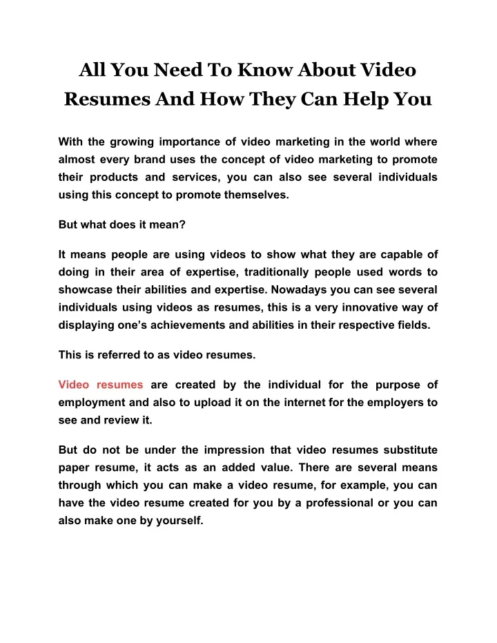 all you need to know about video resumes