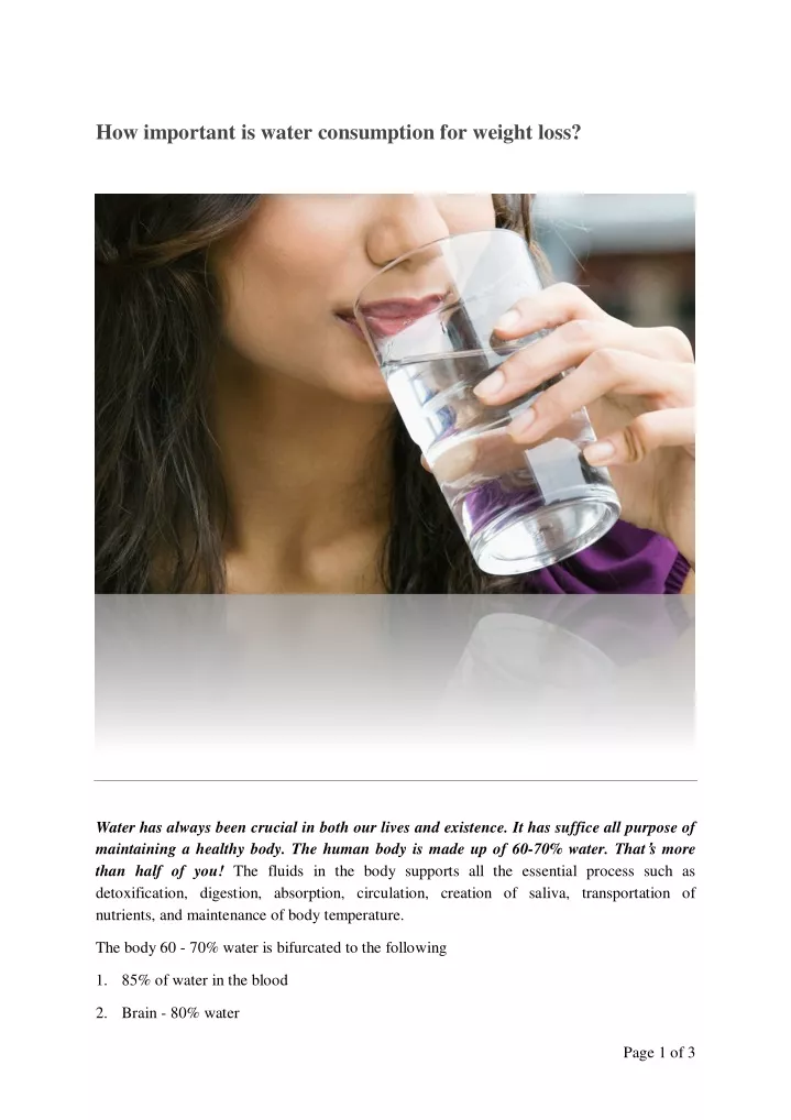 how important is water consumption for weight loss