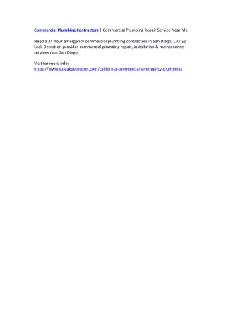 commercial plumbing contractors commercial