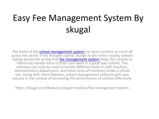 easy fee management system by skugal