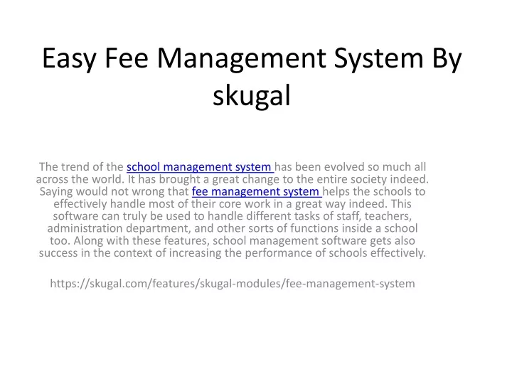easy fee management system by skugal