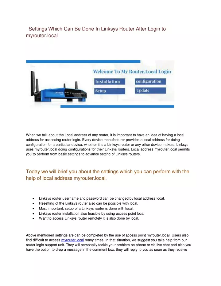 settings which can be done in linksys router