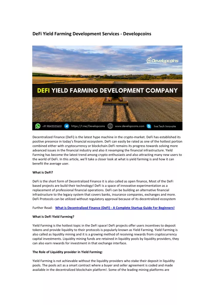 defi yield farming development services