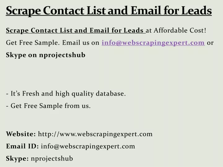 scrape contact list and email for leads