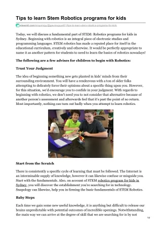 tips to learn stem robotics programs for kids