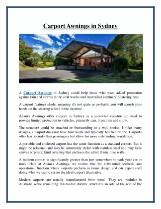 carport awnings in sydney