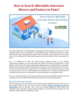 how to search affordable interstate movers