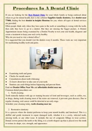 procedures in a dental clinic