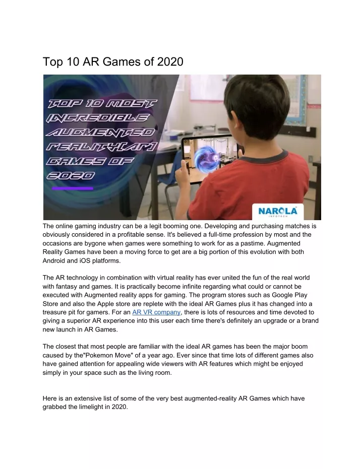 top 10 ar games of 2020