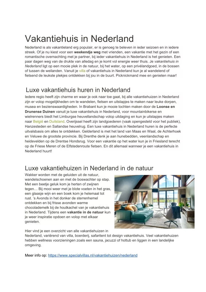 vakantiehuis in nederland nederland