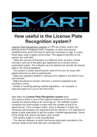 How useful is the License Plate Recognition system?