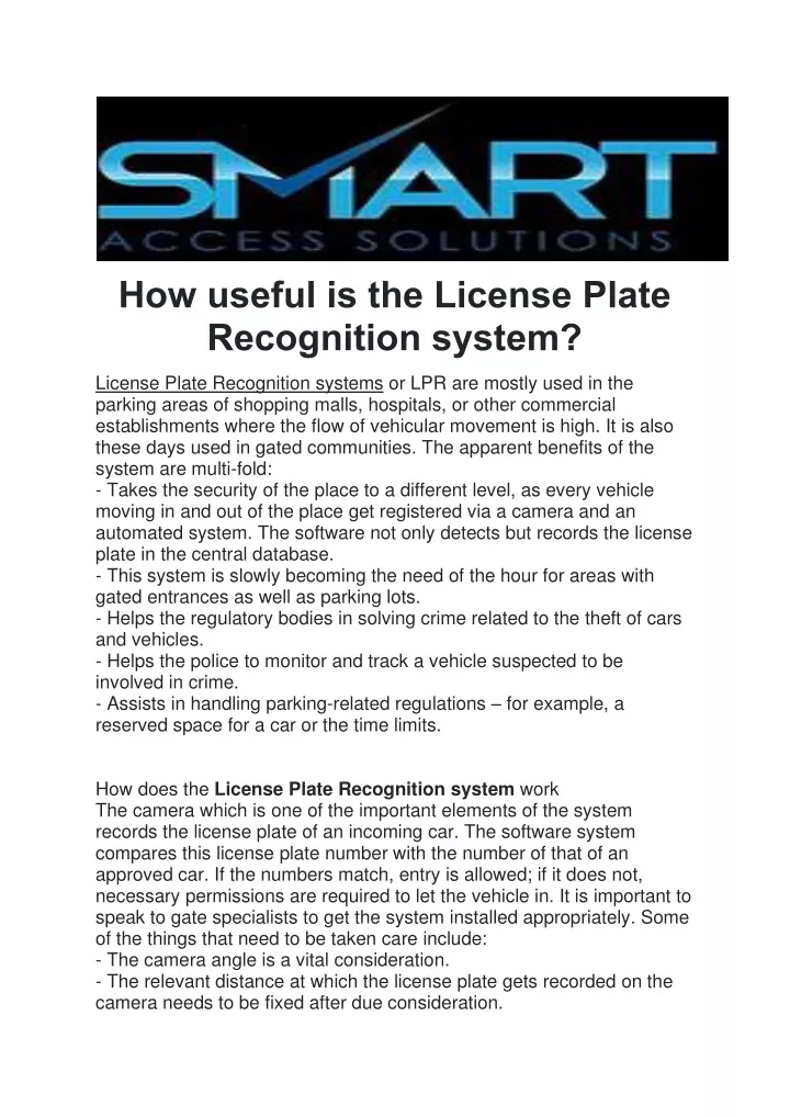 how useful is the license plate recognition system