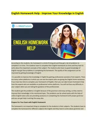English Homework Help - Improve Your Knowledge in English