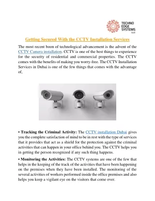 getting secured with the cctv installation