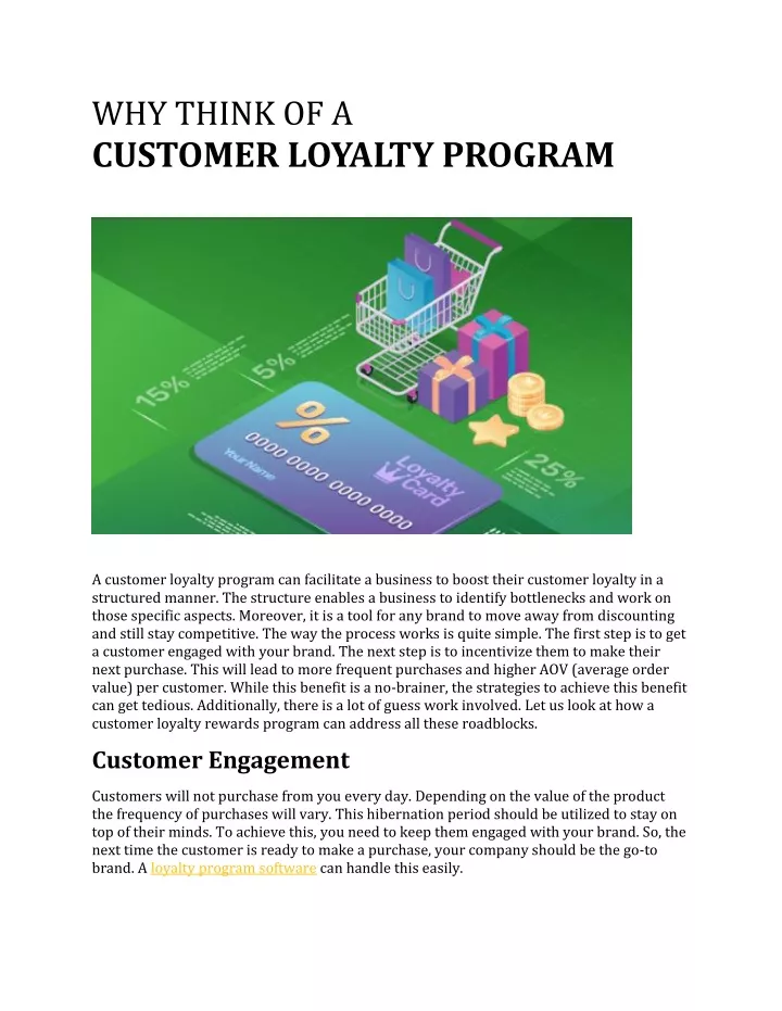 why think of a customer loyalty program