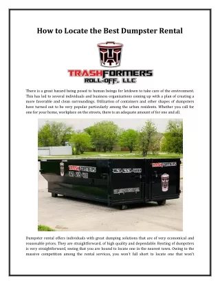 how to locate the best dumpster rental