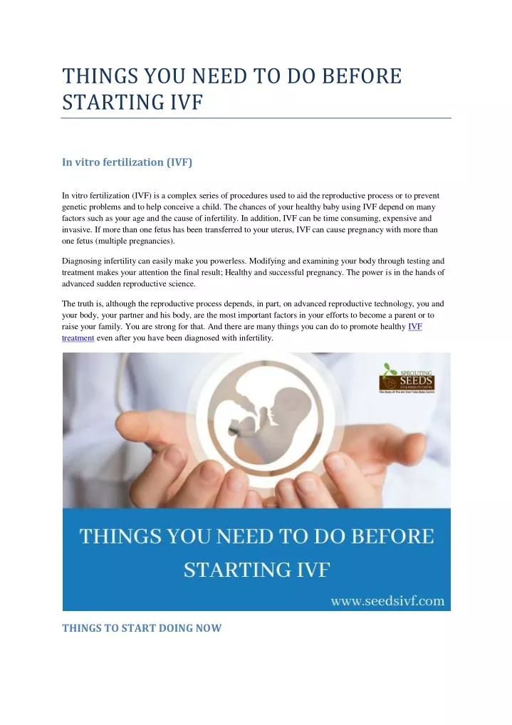 things you need to do before starting ivf
