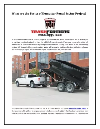 what are the basics of dumpster rental