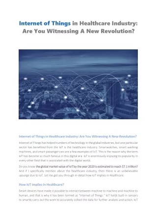 internet of things in healthcare industry