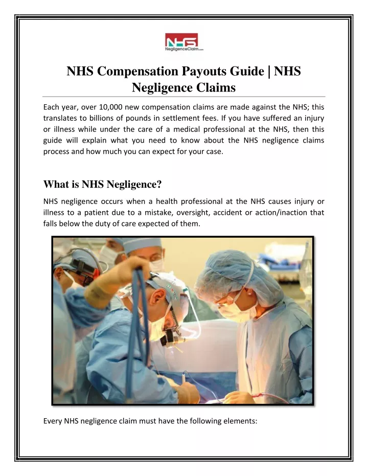 nhs compensation payouts guide nhs negligence