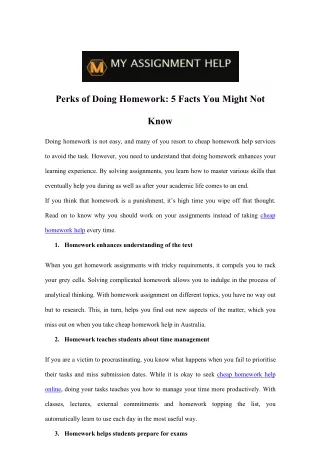 perks of doing homework 5 facts you might not