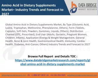 Amino Acid in Dietary Supplements Market Detailed Study Analysis With Forecast By 2027
