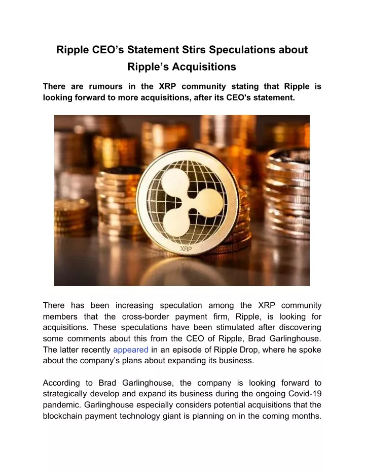 ripple ceo s statement stirs speculations about