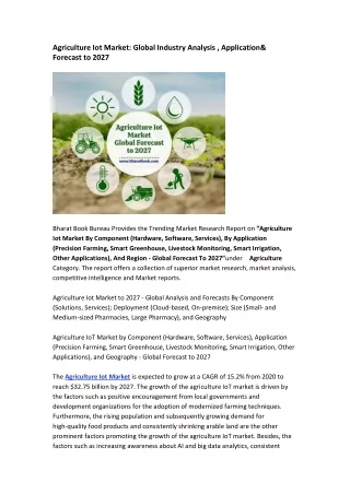 agriculture iot market global industry analysis