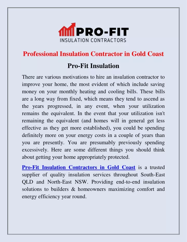 professional insulation contractor in gold coast