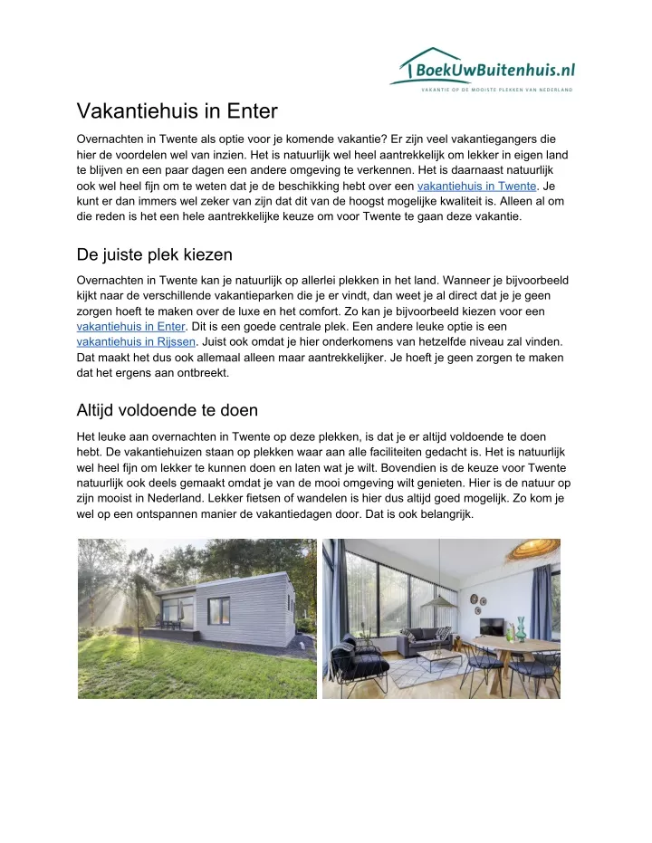 vakantiehuis in enter