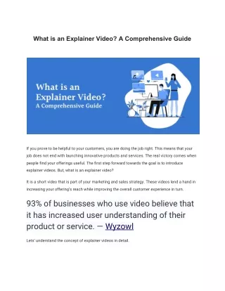 What is an Explainer Video? A Comprehensive Guide