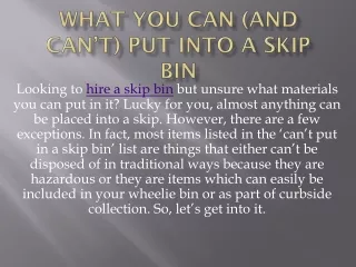 what you can and can t put into a skip bin