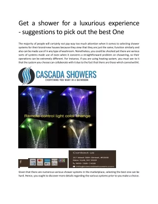 get a shower for a luxurious experience