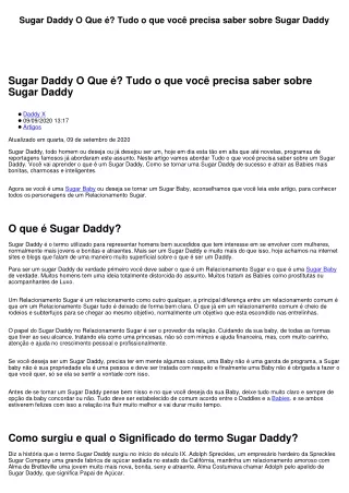 Sugar Daddy O Que é? Tudo o que você precisa saber sobre Sugar Daddy