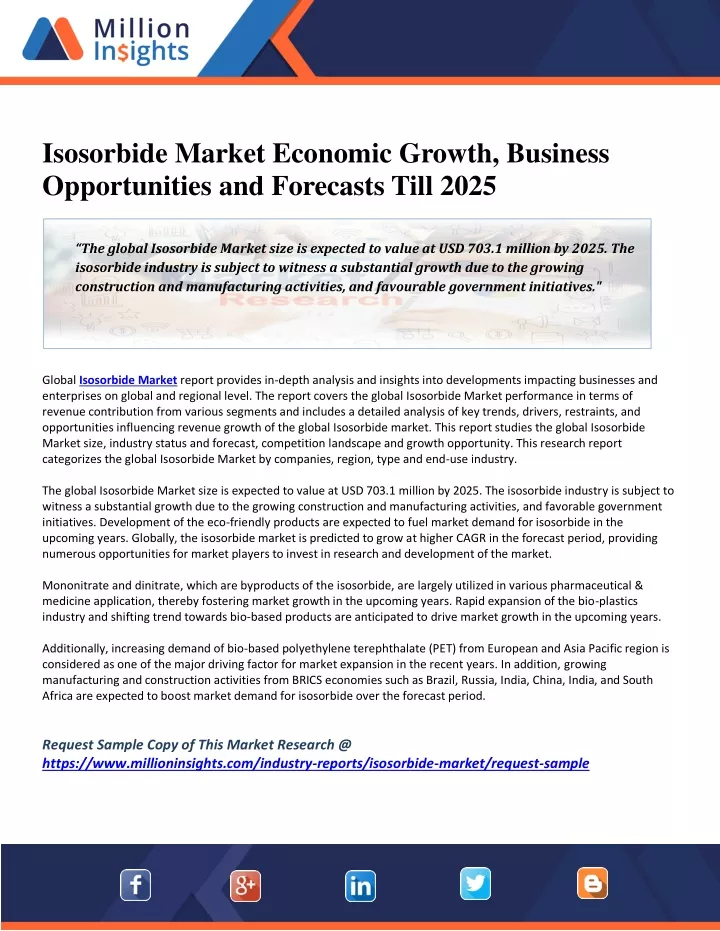 isosorbide market economic growth business