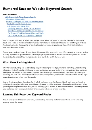 rumored buzz on website keyword search