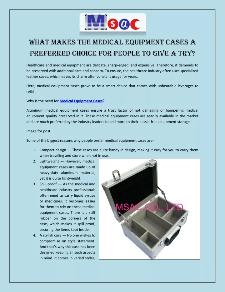 what makes the medical equipment cases