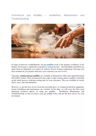 commercial gas griddles installation maintenance